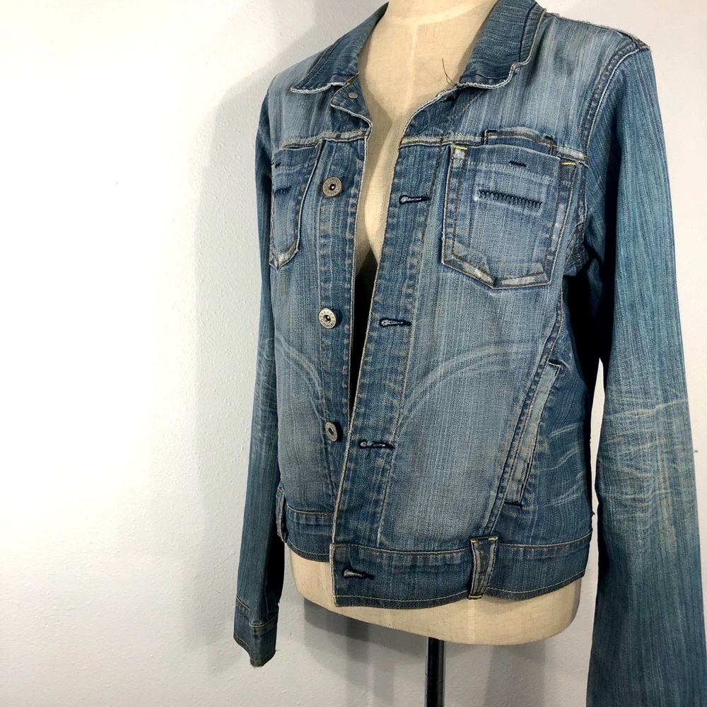 Yanuk distressed jean jacket.